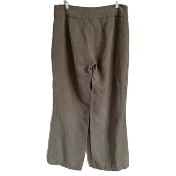Eileen Fisher Brown Lyocell Linen Blend Straight Leg Trouser w/ Yoke - 10 - Picture 6 of 8
